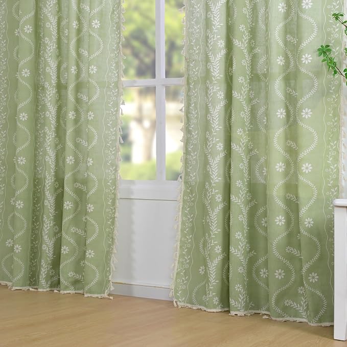 Schweek Boho Curtains 63 Inches Length 2 Panels - Image 2