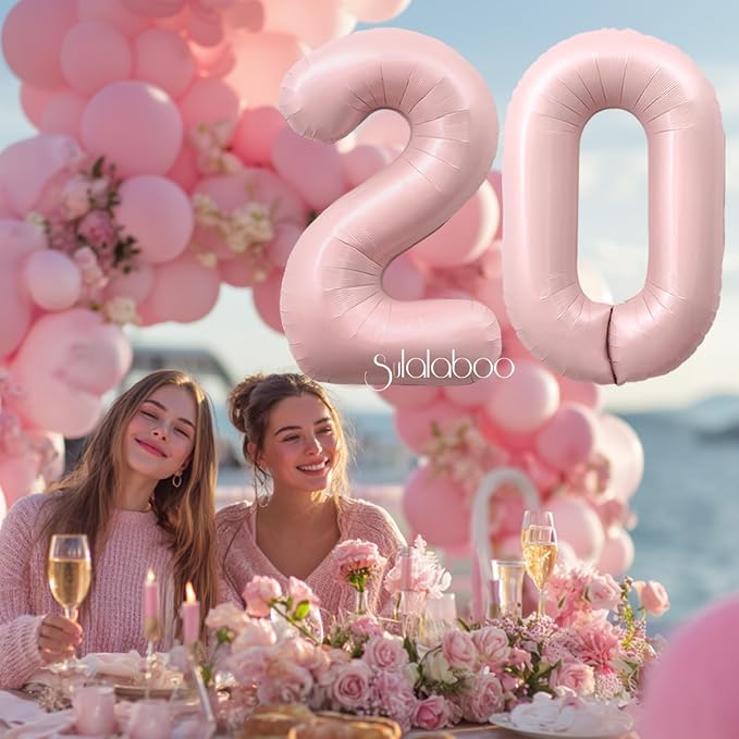40 Inch Light Pink Number 20 Balloon 0-9 20th Foil Big Giant | Digital - Image 4