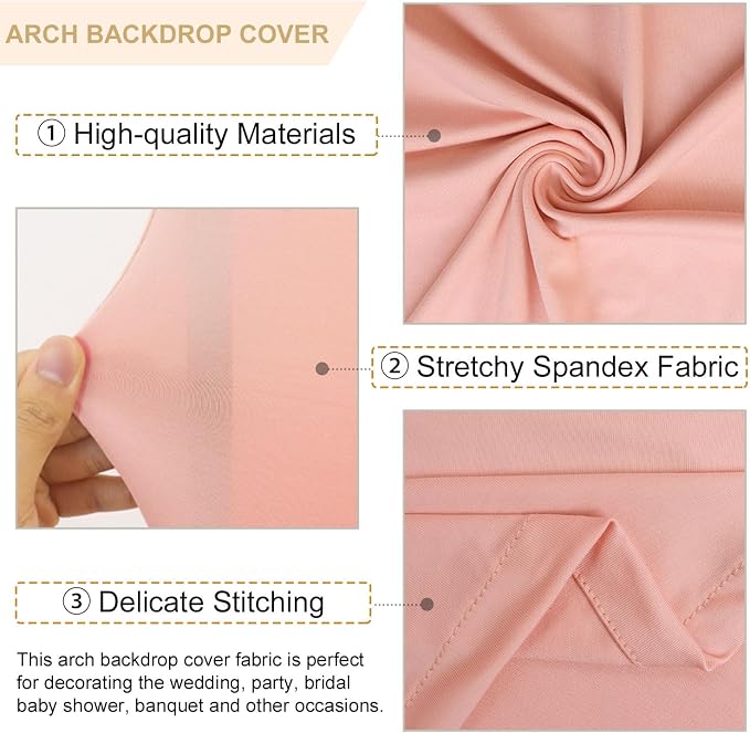 FANPROMS Wedding Arch Cover Dusty Rose 5FT 6FT 7FT Arch Backdrop Cover Set of 3 - Image 2