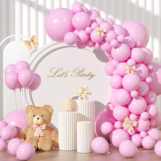 135pcs Pink Balloons Different Sizes 18" 12" 10" 5" Pink Latex Balloon Garland by YISHEBAPA