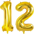 Number 12 Balloons for 12th Birthday Party Decorations, 0-100 Large Gold Foil by Joycard