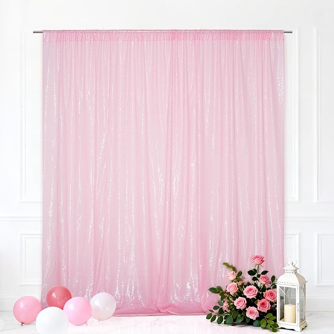 Eternal Beauty Pink 3mm Sequin Backdrop 10x10 Ft by EternalBeauty