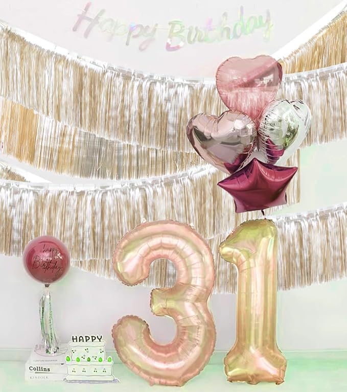 Premium Matte Champagne Gold Fringe Tassel Garland Banner -4 Layers Thick - Image 7