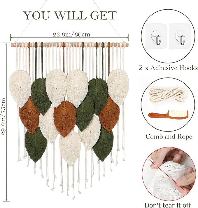 Macrame Wall Hanging Boho Woven Tapestry Chic Home Decor Modern Wall Art | - Image 2