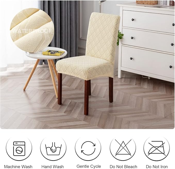Waterproof Dining Chair Covers Set of 4 Parsons Chair Slipcovers | Double - Image 7