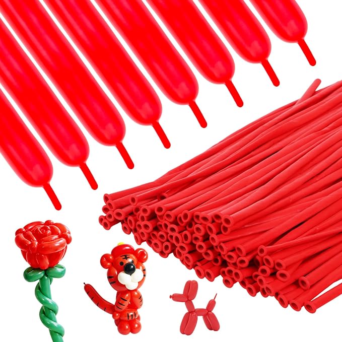 RUBFAC 100pcs Red 260 Balloons，for Animals modeling, Skinny Latex Twisting by RUBFAC
