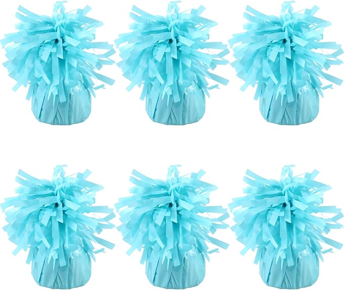 6 Pack Baby Blue Balloon Weights Metallic Holder Anchors Balloon Holder Weights by Unknown