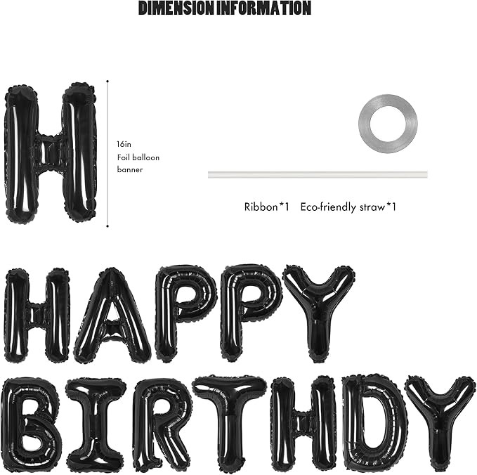 CANREVEL Happy Birthday Banner Decorations + Sign Balloons, - Image 2