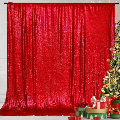 Eternal Beauty Red Sequin Backdrop, 6x8 Ft Glitter Background Curtains for Christmas Shimmer Photography Party Wedding Birthday Back Drop Decor