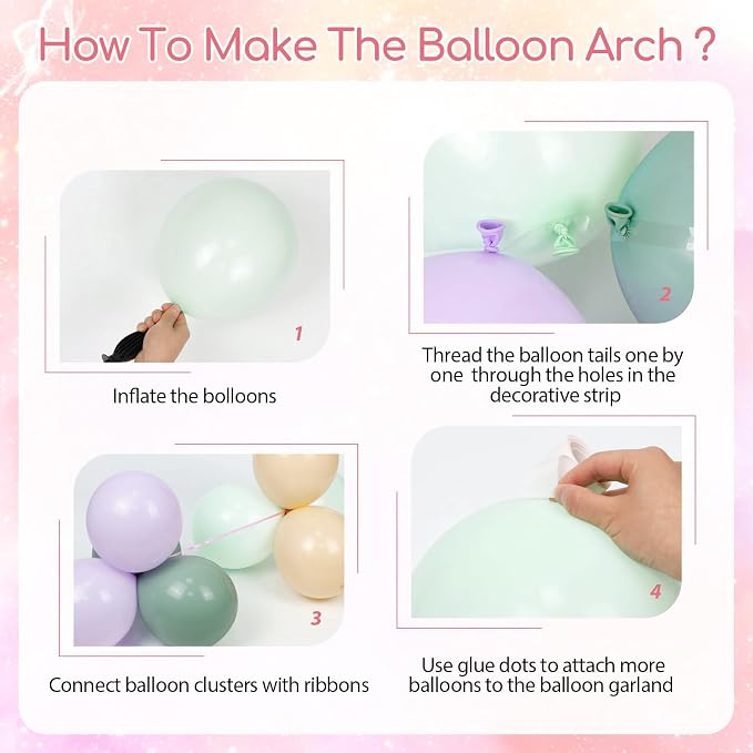 157pcs Pastel Pink and Purple Balloon Arch Garland Kit - Image 3