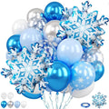 Snowflake Balloons, 12 Inch Metallic Blue Silver White Snowflake Print Confetti by FunHot