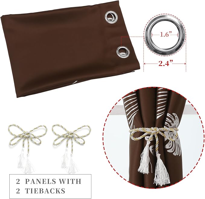 Brown Blackout Curtains 63 Inches Long, Room Darkening Curtains - Image 4