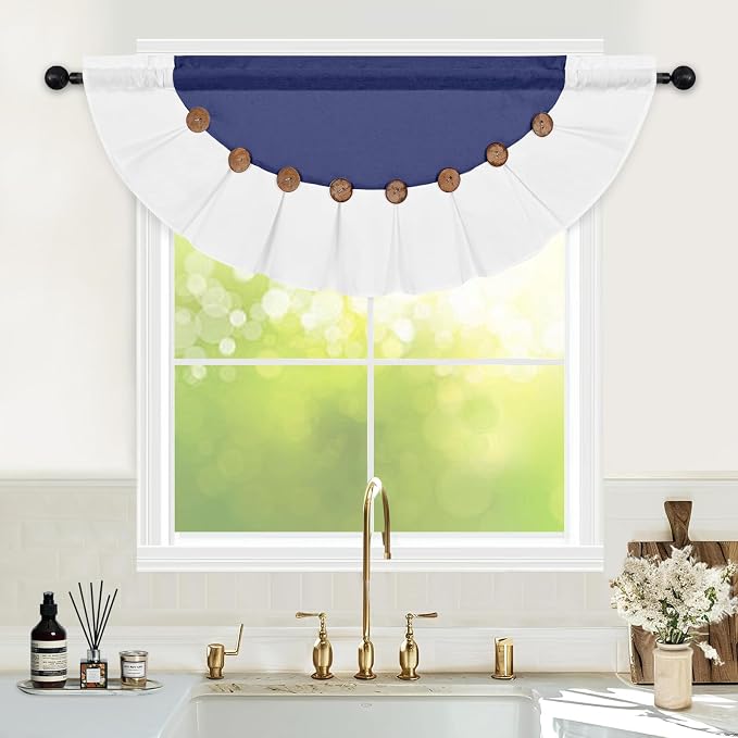 Farmhouse Valance Curtains, Boho Cotton Linen Kitchen Valance, Country Rod - Image 3