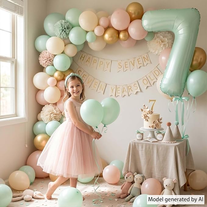 Olive Green Number 7 Balloon 40 Inch, Backdrop Sign - Image 2