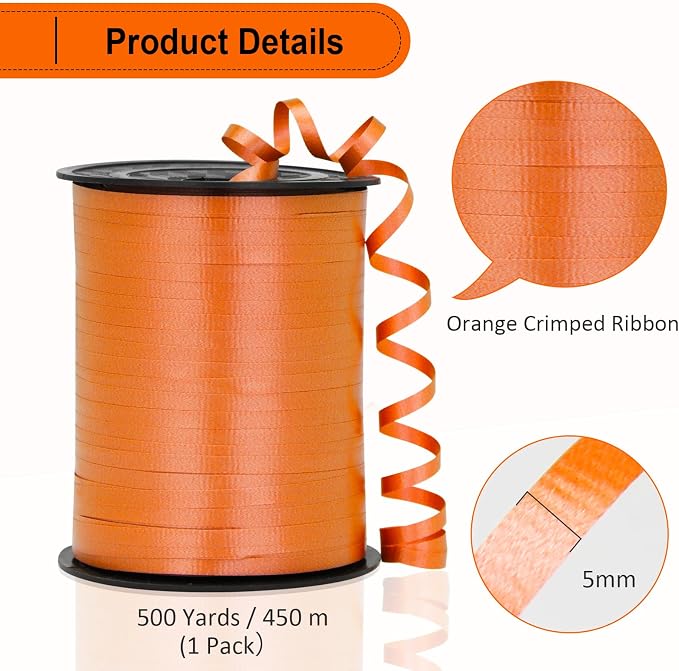 Orange Ribbon - 500 Yard Crimped Curly Orange Curling Ribbon - Image 5