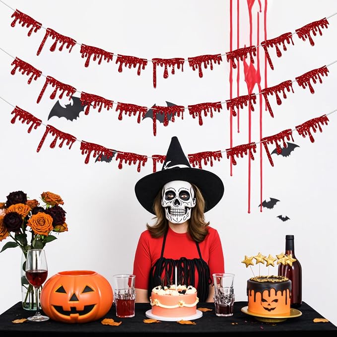 Red Blood Drop Banner for Halloween Party Decorations Supplies Scary Halloween - Image 7