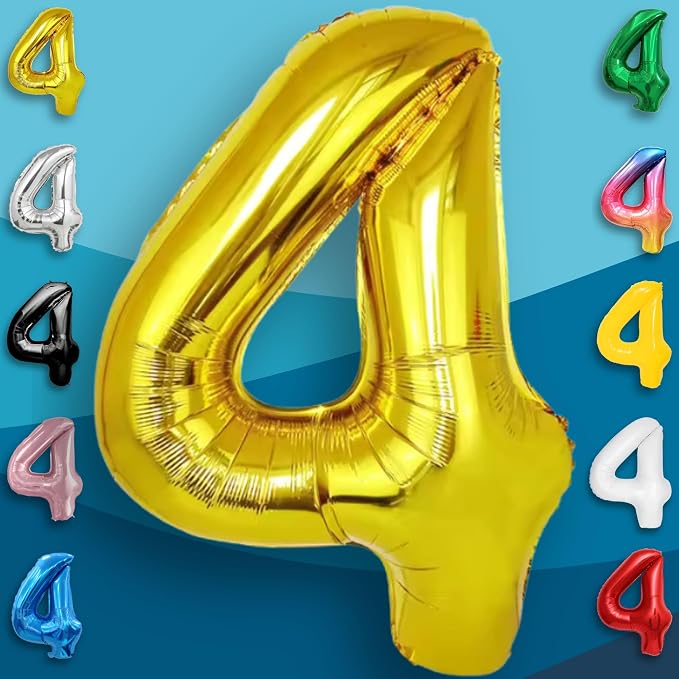 Gold Number Balloon 4 Mylar Foil Balloons 40 inch - Image 3