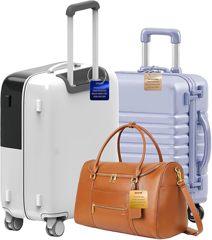 (5Pack) Custom Personalized Luggage Tags-Customized Unique tag for Suitcase Backpack Travel,Bags (Rose Gold (2 × 2))