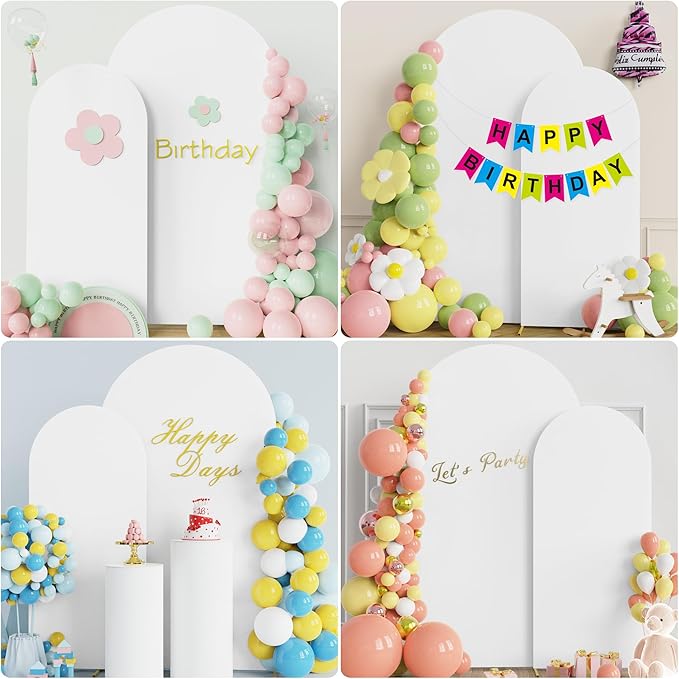 Fomcet Wedding Arch Cover 7.2FT, 6FT White Spandex Arch Backdrop Covers 2 Set Round Top Fitted Fabric for Birthday Party Baby Shower Wedding Arches Stand Decoration