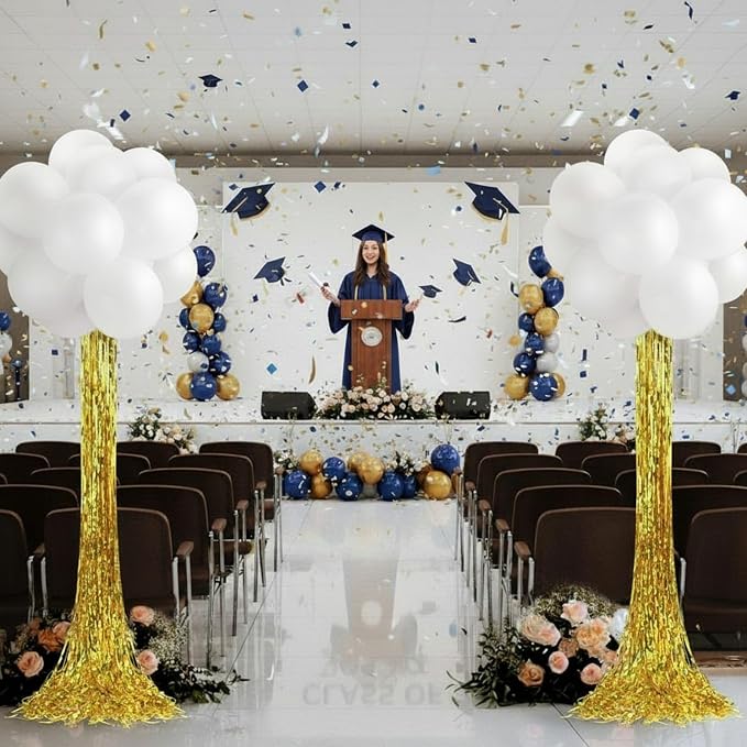 Gejoy 2 Set White and Gold Graduation Decorations Graduation Balloon Column - Image 6