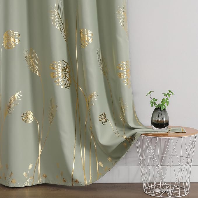 Sage Green Blackout Curtains 63 Inches Long, Room Darkening Curtains - Image 3