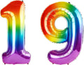 40 Inch Number 19 Balloons for 19th Birthday Party Decorations, 0-100 Rainbow by FOBELEC