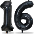 Black 16th Birthday Balloons for Boys Girls, 40 Inch Big Black Mylar Foil by Lingqiang