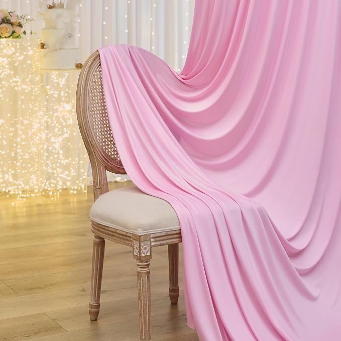 20×14 ft Pink Wrinkle Free Backdrop Curtain, Soft Silky Polyester Wedding - Image 6