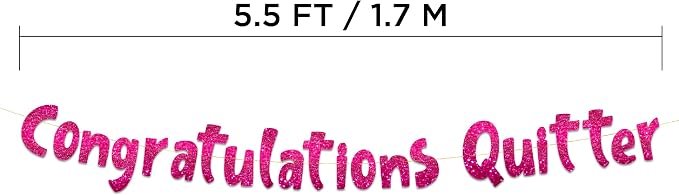 Pre-Strung Congratulations Quitter Pink Glitter Banner - Image 4