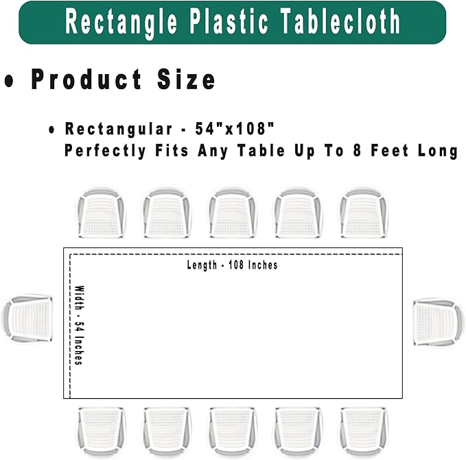 PARTY ULYJA White Plastic Tablecloths 2 Pack Disposable Table Covers 54 x 108 Inch Bridal Shower PEVA Vinyl Table Cloths for Picnic Birthday Wedding Banquet Parties 8 ft Rectangle Table Use