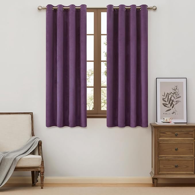 Velvet Violet Purple Grommet Blackout Curtains 72 inch by ModernShinyVelvetCurtains
