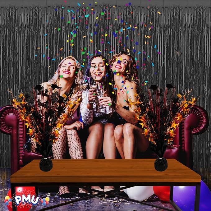 PMU Bursting Star Metallic Foil Spray Centerpiece- Metallic Black & Orange - Image 4