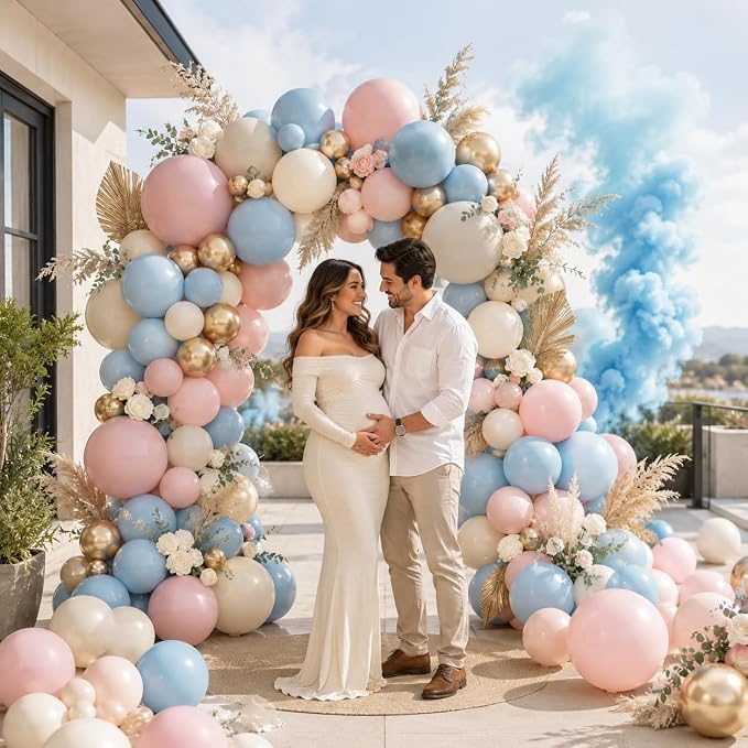 Gender Reveal Balloon Arch Kit, Metallic Gold Sand White Balloons - Image 3