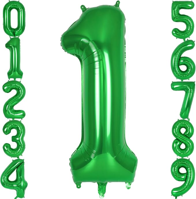 Dark Green Number 1 Balloon 40 Inch, Big Large Foil Helium Number Balloons by AIQINHU
