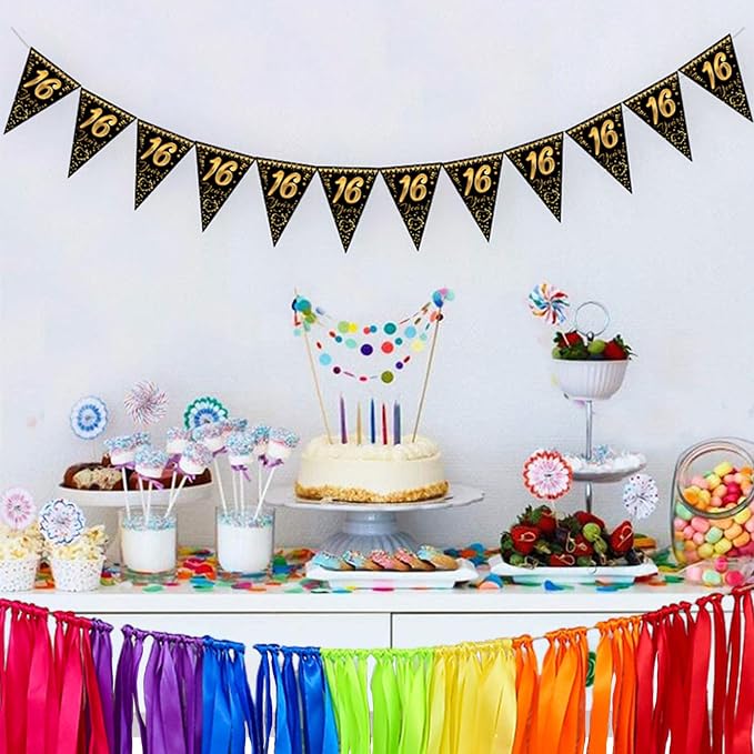 WANDIC Ribbon Tassel Garland, Colorful Fabric Decorative Ribbon Banner Handmade - Image 4