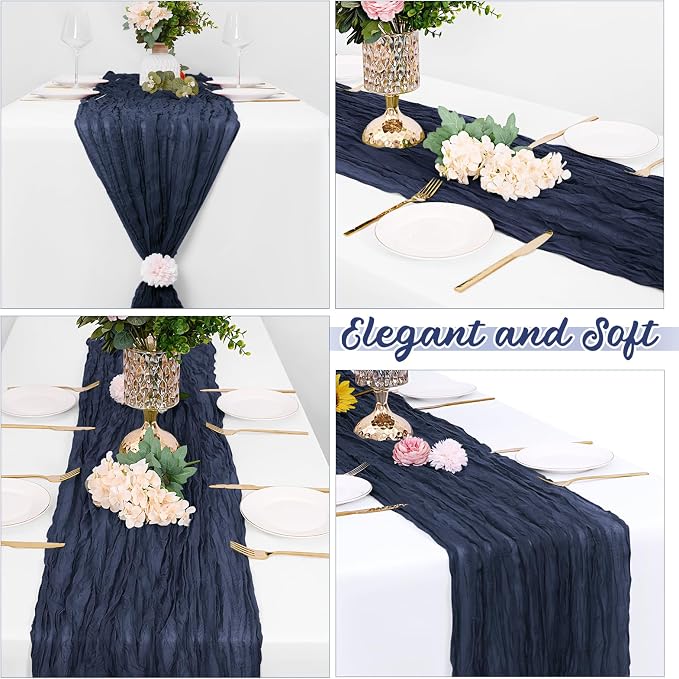 16 Pack Navy Blue Cheesecloth Table Runners 20x120 Inch Gauze Table Runner - Image 4