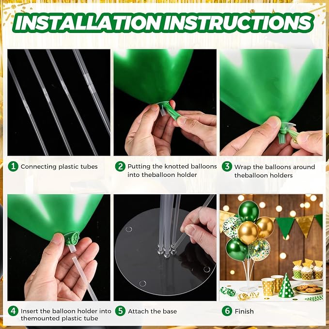 6 Set Sage Green and Gold Balloon Centerpieces - Image 4