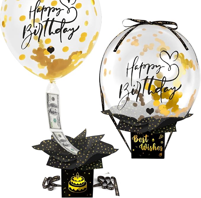 UQM Birthday Money Box for Cash Gift Pull, Funny Pull Money Balloon Box | Happy by UQM