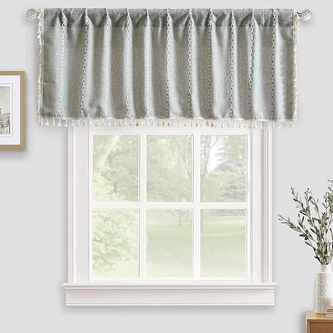 RoomTalks Sage Green Boho Kitchen Valances by RoomTalks
