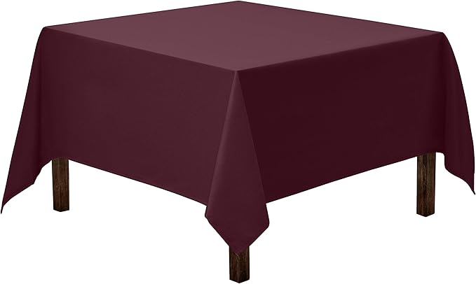 Gee Di Moda Square Tablecloth - 70 x 70 Inch Eggplant Table Cloth for Medium Square or Round Tables - Heavy Duty Washable Fabric - for Buffet Table, Holiday Party, Dinner, Wedding & Baby Shower