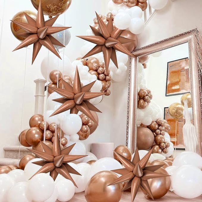 72 PCS Chocolate Color Star Balloons, Big 26 Inch Foil Balloons Explosion - Image 4