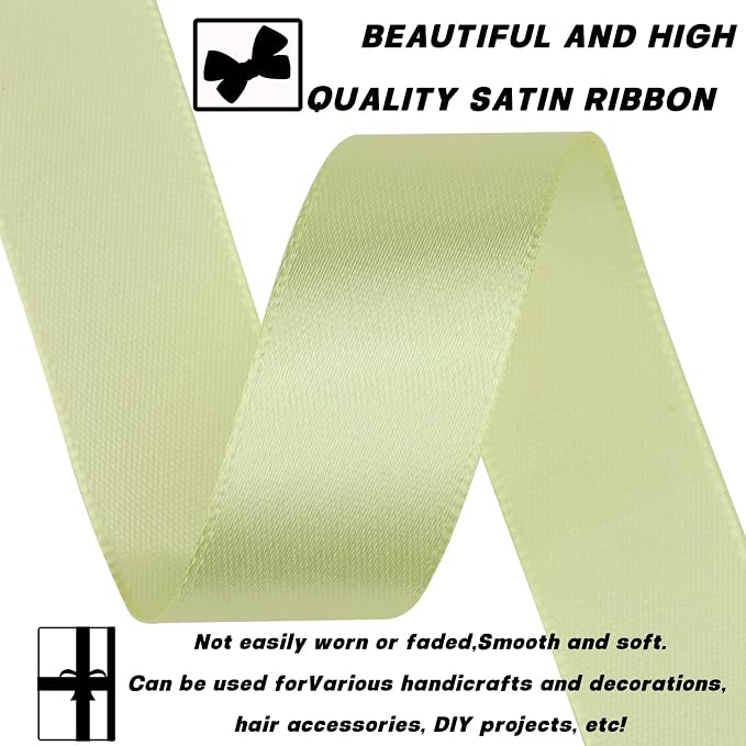 7/8 Inch 30 Yards Rice Yellow Satin Craft Ribbon-Single Face Polyester Ribbon - Image 3