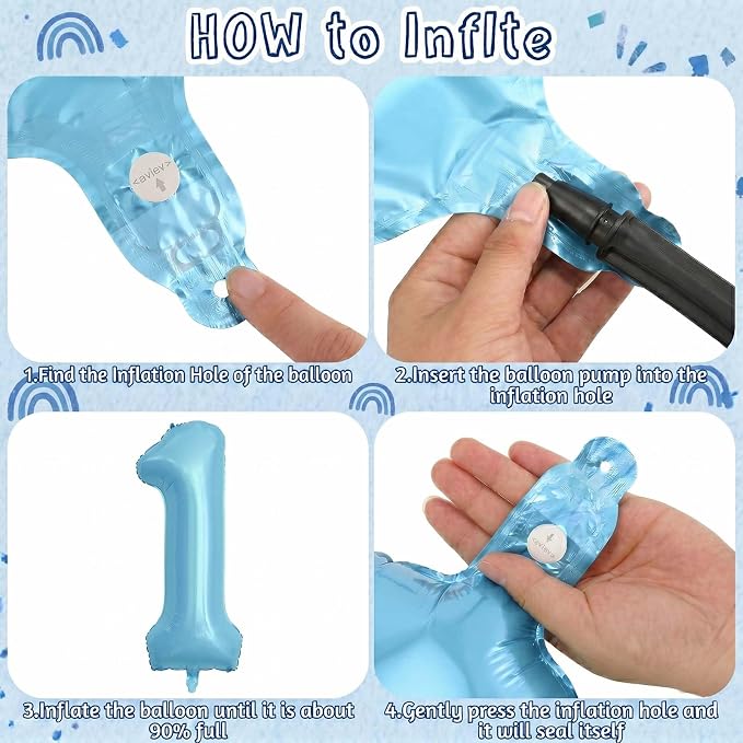 Pearlescent Blue Number 1 Balloon 40 Inch, Shiny Foil - Image 5