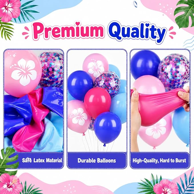 Pink and Blue Balloons, 12 Inch Royal Blue Hot Pink Confetti Balloons - Image 3