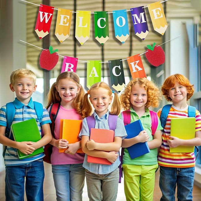Welcome Back Banner Colorful Pencil Back to School Decorations First Day of - Image 5