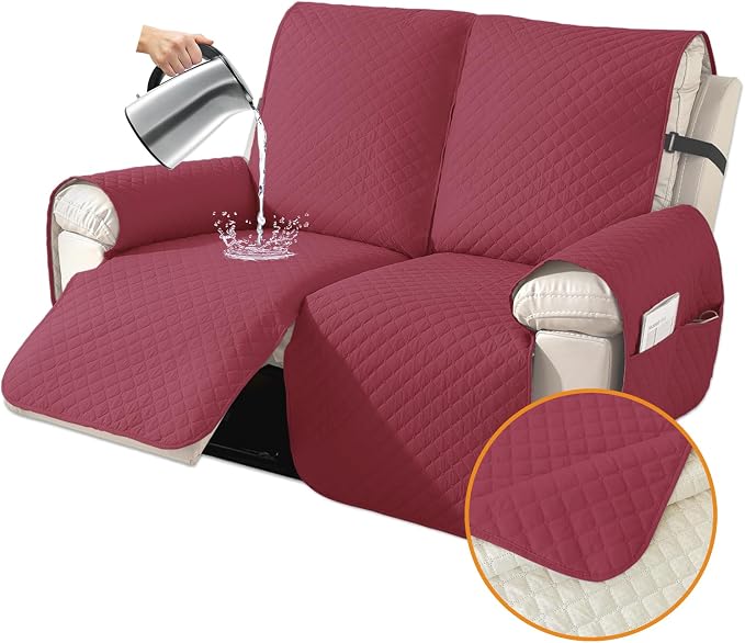 XINEAGE Clearance Waterproof Recliner Cover, 2 seat Recliner Loveseat Covers by XINEAGE