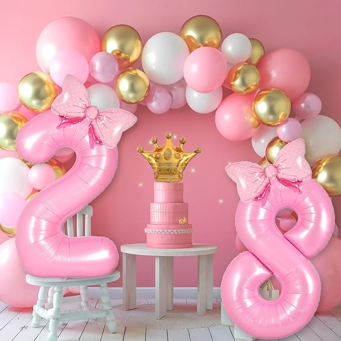 Pink 5 Balloon Number Pink Birthday Decorations - Image 7