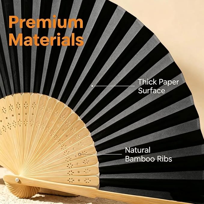 Paper Hand Fans, 8.3 Inch Foldable Handheld Fans - Image 6