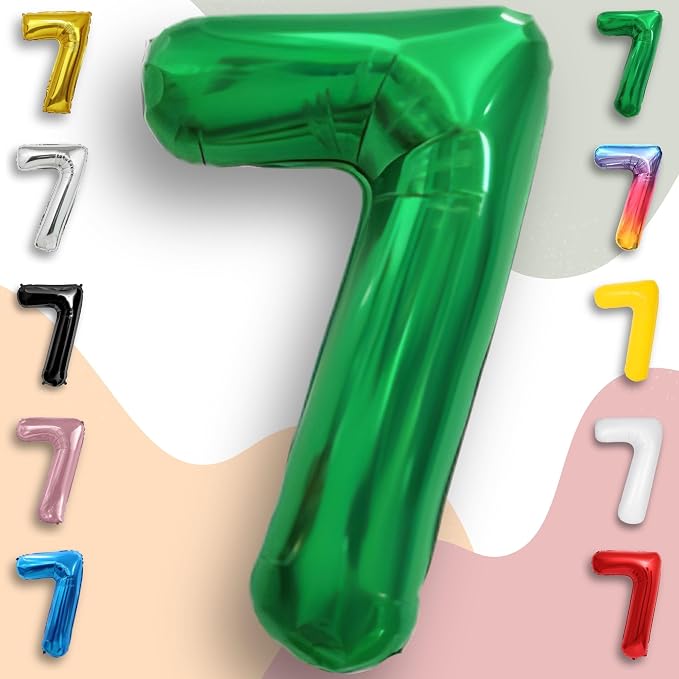 Green Number Balloon 7 Mylar Foil Balloons 32 inch - Image 5