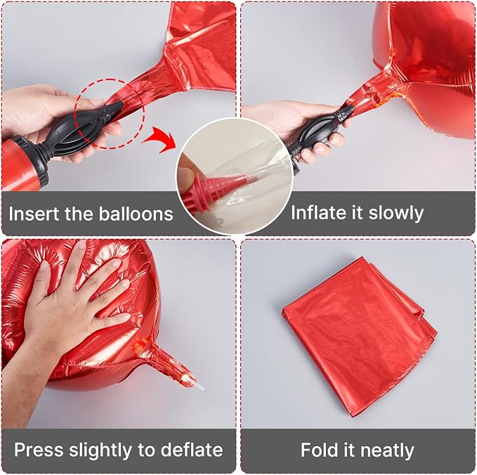 PartyWoo Red Large Round Giant 4D Jumbo Inflatable Foil Balloons 3pcs | 50 Inch - Image 5